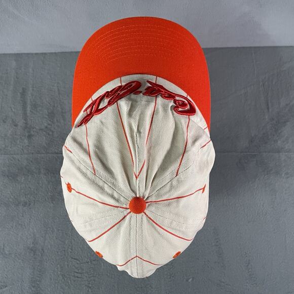 CocaCola Red Pin Striped Classic Snapback Hat Orange Embroidered Logo - Picture 5 of 6